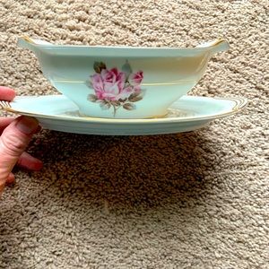 Noritake China Gravy Boat with attached plate